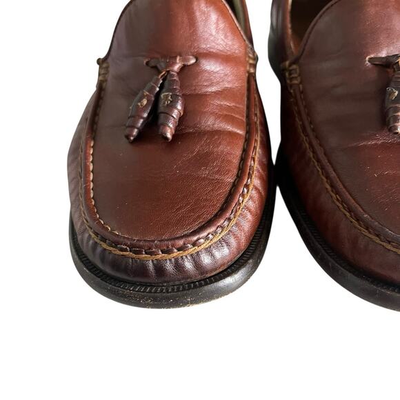Bragano Tassel Leather Dress Loafers Men\'s Size 8.5 M Brown Crafted in Italy